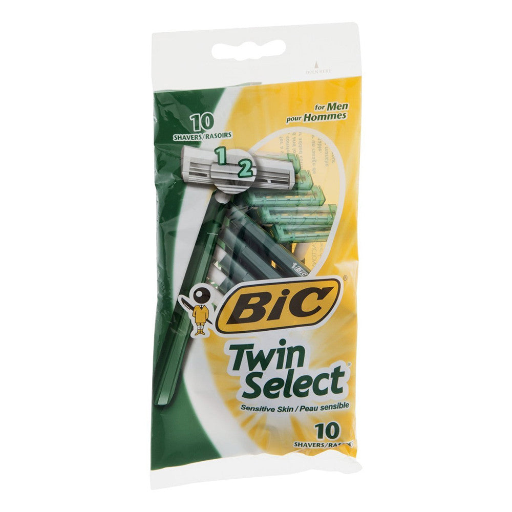 Bic Twin Select Shavers For Men Sensitive Skin, 10 Ea, 12 Pack